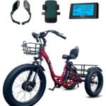 EMOJO Fully Assembled Caddy Pro 500W 20 x 4.0 Inch Fat Tire Electric Tricycle for Adults Hydraulic Disk Brakes Ebike Trike 7 Speed Pedal Assist 3 Wheel Electric Bike with 48V 15.6Ah Battery (Red)