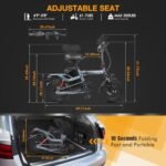 X7 Folding Electric Bike for Adults 20Ah Battery 400W Motor 20MPH 14 Inch Tire Mini Ebike for Teens Seniors Urban City Commuter Electric Bicycle for Women with Rear Bag - Image 6