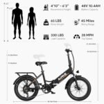 A2 Folding Electric Bike, 20'' Fat Tire Electric Bike with 750W Motor, 48V Removable Battery, 28MPH Max Speed, 45 Mile Range, Step-Through Frame and 7-Speed,2PCS - Image 6
