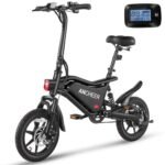 ANCHEER 14" Folding Electric Bike for Adults, 22MPH Ebike with 350W Motor[Peak 500W], 48V 374Wh Battery, Dual Shock Absorber,Brake Taillight, Cruise Control, UL 2849 Certified Electric Bicycle