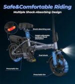 NAVIC CB6 Electric Bike for Adults, 750W Peak Power Folding Ebike, 22Mph Max Speed, 499.2Wh Removable Battery, 14" Adults Electric Bicycle, Max 28Miles Long Range, Mini E Bikes - Image 5