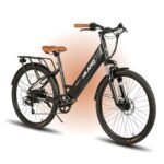 HILAND Electric Bikes for Women Men, City Commuter Ebike for Adults Electric Bicycle, 26 inch 350W 20MPH Motor, 480Wh 10Ah Battery, 7 Speed, Black White