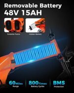 XL 750W Folding Electric Bike,Mobile Phone App Control Ebike, 8-Speeds Ebike for Adults 48V 15AH Removable Hidden Battery City Ebike 20" 4.0 Fat Tire Commuting Ebike - Image 4