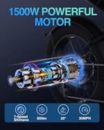 Electric Bike for Adults, 1500W 30MPH,48V 20/23AH,Max 75Miles Electric Motorcycle 20" Fat Tire Dirt Bike, Shamano 7-Speed E-Bike Dual Shock Absorber UL Certified - Image 3