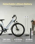 Seeker S 26" Electric Bike for Adults, UL 2849 Certified, Step Through Electric Bicycle with 350W Motor, 36V 9Ah Removable Battery, 20MPH E-Bikes with 7-Speed & Front Suspension - Image 4