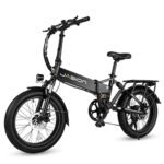 Jasion EB7 2.0 Electric Bike for Adults, 1200W Peak Motor 28MPH Max Speed Folding Ebike, 48V 10AH Removable Battery, 20" Fat Tire with Dual Suspension, 7-Speed Electric Bicycles, UL Certifiled