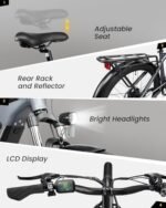 VEEFA M2 Electric Bike for Adults 27.5” Ebike with 750W Peak Motor Up to 20MPH, 80 Miles Max Range by 48V Built-in Removable Battery, 5 Pedal-Assist Levels, UL2849 Certified, Suitable for Commuting - Image 5