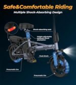 NAVIC CB6PRO Electric Bike for Adults, 750W Peak Power Folding Ebike, 22Mph Max Speed, 749Wh Removable Battery, 14" Adults Electric Bicycle, Max 40Miles Long Range, Mini E Bikes - Image 5