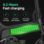 TST Folding Electric Bike, Electric Bicycle 450W Peak Motor, Ebike 16MPH,Up to 15 Miles, 12" Pneumatic Tires for Better Driving Experience, Adjustable Seat and Dual Fenders - Image 3