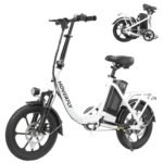 Hoverfly 16" Electric Bike, Max Range 25Miles(Pedal-assist)&Max Speed 15.5Mph, 350W Folding E-Bike with Removable Battery, Front Suspension &Adjustable Seat, Commuter Electric Bicycle for Adults White