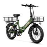 A2 Folding Electric Bike, 20'' Fat Tire Electric Bike with 750W Motor, 48V Removable Battery, 28MPH Max Speed, 45 Mile Range, Step-Through Frame and 7-Speed with 2 Baskets