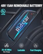 1000W Electric Bike for Adults,30MPH 30-70Miles 48V 15AH Removable Battery Ebike 20" x 4.0 Fat Tire Beach Mountain Commuting Electric Bicycles 2 Seater W/Fork Suspension UL2849 - Image 3