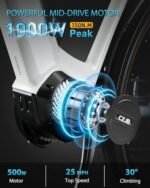 Electric Bike for Adults 1000W Peak 150N.M Mid-Drive with Torque Sensor, 27.5" Dual Suspension Ebikes for Adults, 672Wh Removable Battery up to 50 Miles, 7-Speed Step-Thru City Ebike - Image 2