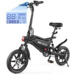 ANCHEER Folding Electric Bike for Adults, 374Wh Ebike, 20MPH Electric Bikes, 14" Foldable Electric Bicycle, 20-50 Miles Electric Bikes, E Bike, LCD Display, Dual Suspension, UL 2849 Certification