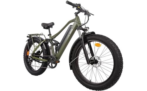 Version 1.0.0 BEE Cool Adventurer Long Range Full Suspension Electric Bike, 750W Mountain eBike, 80MI Range, 48V 21Ah Battery 26"x4" Fat Tire, 350LBS Payload, 28MPH, 7 Speed from Bikes - Image 1