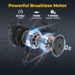 Jasion EB5 Plus 750W Peak Electric Bike for Adults, 27.5" MTB Commuting Ebike, 20 MPH 480Wh Removable Battery Electric Mountain Bike with Front Fork Suspension - Image 4