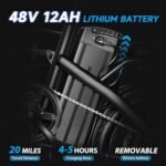 Electric Bike for Adults,Folding Ebike,Electric Bicycle with Removable Battery, 20MPH Commuting Electric Bike, High Brushless Gear Motor - Image 4