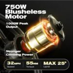 27.5" Electric Bike for Adults, Peak 1000W 32Mph Electric Mountain Bike with 17.5Ah 48V Battery, 70 Miles Electric Bicycle with 7 Speed Gears, Full Suspension System Ebike for Commuter - Image 2