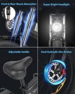 Folding Electric Bike for Adults, 1500W/2000W 30/37MPH, 50 Miles/70 Miles, 48V 15Ah/20Ah Battery, 20"/26" Fat Tire City Commuter EBike for Men Women, Foldable Electric Bicycle - Image 5