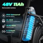 A4 Folding Electric Bike with 1000W Motor Peak,20''Fat Tire,48V Removable Battery,28MPH Max Speed,62 Miles Range,Step-Thru Electric Commuter Ebike for Adults - Image 3