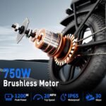 Electric Bike, 100 Miles 50Ah Ebike for Adult, 750W 30MPH, 20''X3'' Tire E Bike, Dual Shock Absorber Commuter Bike with 2 Seat - Image 3