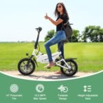 Winado 14" Electric Bike for Adults, Folding Electric Bicycle 350W Motor with Pedal, Dual Shock Absorber, Dual Disc Brakes, Max Range 20Miles, Foldable Commuter City Ebike for Adults/Teens, White - Image 3
