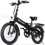 isinwheel U5 Pro Folding Electric Bike for Adults, 800W Brushless Motor, 20MPH Up to 50 Miles, 2-3H Fast Charge, 20" Fat Tire Ebike, 7 Speed Gear, Front Fork Suspension for Leisure Riding&Commuting