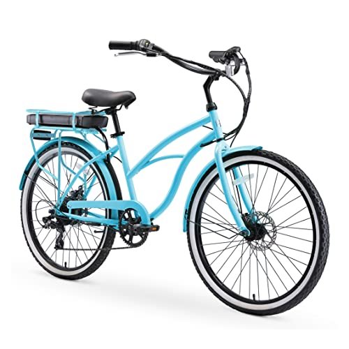 Version 1.0.0 sixthreezero Around The Block Women's Electric Bicycle, 7 Speed Beach Cruiser eBike with Rear Rack, 250/500 Watt Motor, 26 Inch Wheels, Multiple Colors - Image 1
