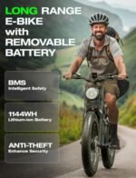 tifgalop Adult Electric Bike, 1000W Motor Maximum Speed 33MPH and 48V 18Ah Detachable Lithium Battery, Maximum Range 90km, 26 Inch Off-Road Tire Mountain Snow Beach Electric Bike - Image 5