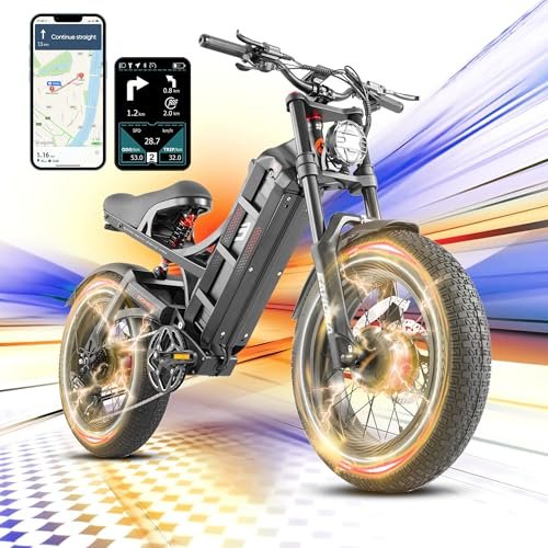 Version 1.0.0 eAhora Romeo Ⅱ 2500W 60AH Electric Bike 52V 120+Miles Long Range Ebike Air Full Suspension Electric Mountain Bike 20 * 5.0" Fat Tire E Bike with APP Control - Image 1