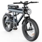 AZHAR 750W Electric Bike for Adult, 20" Fat Tire Ebike Aluminum Frame, 30 Mph Max Speed, Electric Bicycle with 840Wh Removable Battery, Range 55 Miles, 7 Speed & Full Suspension (S18-GreyBlue)