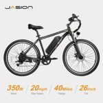 Jasion EB5 Electric Bike for Adults with Peak 500W Brushless Motor, 40Miles 20MPH Commuting Electric Mountain Bike with 360Wh Removable Battery, 7-Speed, 26" Tires and Front Fork Suspension - Image 2