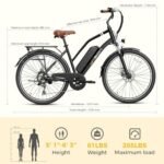Jasion CB1 Electric Bike for Adults, 1000W Motor Peak Ebike, 450Wh Removeable Battery, 26'' City Cruiser Bicycle, 22 MPH Commuter Women Ebike, 7-Speed Gear - Image 6