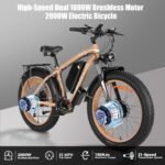 2000W AWD Electric Bike for Adults - 35MPH 26" Fat Tire Off-Road Ebike with 48V 23Ah Battery, 80 Miles Range, 21-Speed, Hydraulic Brakes, Lockable Suspension - Image 2