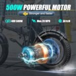 ANCHEER Folding Electric Bike for Adults, Electric Bicycle with 500W Brushless Motor(Peak 800W), 48V/499Wh Hidden Battery, Up to 55 Miles, 20"*4.0 Fat Tire Ebike, 7 Speed Gear - Image 3