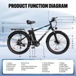 Electric Bike for Adults, 750W/48V/14Ah Ebike with Removable Battery, 20MPH/35-75Miles Electric Bicycle with 26"×3.0 Fat Tire, Mountain E Bike for Men Women, 7-Speed, IP54, UL2849 Certified - Image 6
