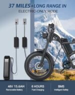 Riding'times 1500W Moped Style Electric Bike, 6-Layer Full Suspension Ebike, Max 28MPH & 37-150 Miles Electric Motorcycle, 750WH/1500WH Removable Battery, 20" Fat Tire Dirt Bike All Terrain - Image 4