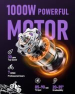 HEDONIC Cupid 1000W Electric Bike, 48V 30Ah Long Range Electric Bike Up to 110Miles 30MPH Full Suspension Ebikes with 20 * 3" Puncture Proof Tires, Hydraulic Brake, 7-Speed, Commuter Cargo EBike - Image 3