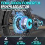 Electric Bike for Adults, 1500W 36MPH Ebike,26'' X 4.0 Fat Tire Beach Mountain Bikes 48V 20AH BMS Battery Adult Commute Electric Bicycles Shim 7-Speed UL2849 - Image 3