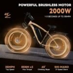 2000W Electric Bike with Two 20Ah Removable Battery26×4" Fat Tire Ebike for Adults 35MPH80-120Miles Electric Bicycles with Sha-Ma-no21Speed Lockable Front Sespension Hydraulic Disc Brake - Image 3