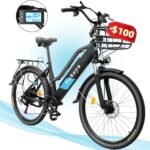 Electric Bike for Adults, 30 mph City Ebikes for Adults with Basket, 750W 1200W Peak Ebikes for Women 7 Speed, Adult Electric Bicycle with 48V 10.5Ah Removable Battery 26" Mountain E Bike