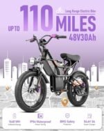 HEDONIC Cupid 1000W Electric Bike, 48V 30Ah Long Range Electric Bike Up to 110Miles 30MPH Full Suspension Ebikes with 20 * 3" Puncture Proof Tires, Hydraulic Brake, 7-Speed, Commuter Cargo EBike - Image 4