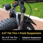 S1 Electric Bike Foldable for Adults, 750W Ebike, 48V 15Ah Samsung Removable Battery, 20" x 4.0 Fat Tire Electric Bicycle, Shimano 7-Speed and Dual Shock Absorber for Adults - Image 4