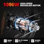 EB26 Electric Bike for Adults Peak 1500W Electric Bicycle 48V 15AH (720WH) Battery Electric Bike 26" Fat Tire Mountain 28mph 7 Speed Gears Dual Shock Absorber Electric Bike - Image 2