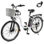 PEXMOR Electric Bike for Adults, 350W (Peak 500W) City Commuter Ebike w/36V 12.5AH Removable Battery, 26" Cruiser Electric Bicycle 6-Speed | Dual Shock Absorber, Complies to UL2849