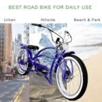 Tracer Beyond Pro 26'' Classic Stretch Chopper EBike with Spring Suspension Classical Fork, disc Brake and hi-Rise Steel Handlebar (Blue) - Image 7