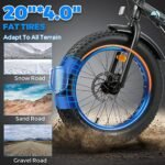 ECOTRIC 20" Powerful Electric Bike for Adults 500W 36V Folding Fat Tire Bicycle 12.5AH Lithium Battery Ebike Rear Motor Alloy Frame Shimano 7 Speed Gear (Black/White) - Image 4