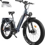 26" Fat Tire Electric Bike 48V 17.5Ah Battery, 750W Mountain Electric Bicycle City Urban Commuter E Bike for Adults Men Women Long Range 30MPH 7-Speed Gears Color Dispaly with 2 Seat
