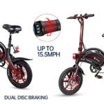 Electric Bike for Adults Teens,DYU D3F 14" Folding Electric Bicycle,Commuter City E-Bike with 250W Motor and 36V 10AH Lithium-Ion Battery,40-45miles Travel Range - Image 3