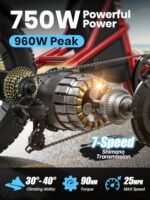 Electric Tricycle for Adult with 750W Motor, 60 Miles Range Pickup Class Trike, 500 Lbs Load Electric Trike with Rear Differential and 20” Fat Tires, 48V 18AH Cell Battery, Husky - Image 4